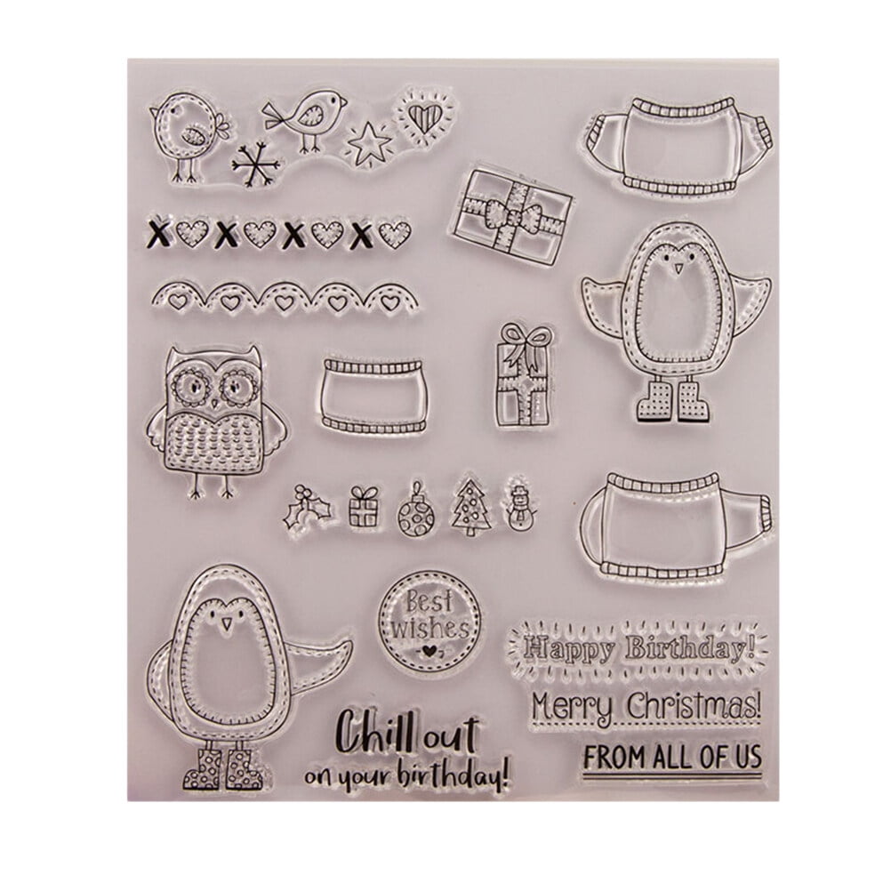 Silicone Clear Stamps Cling Seal Sheet Christmas Themed Rubber Stamps