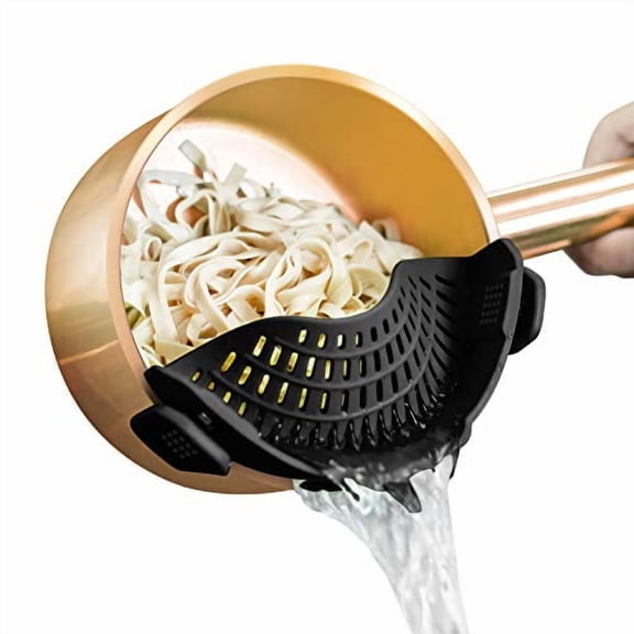 Silicone Clip-On Strainer: Universal Fit for All Pots & Pans  Multi-Purpose Food Colander for Pasta, Meat, Vegetables & Fruit