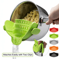 thumbnail image 1 of Silicone Clip On Strainer for Pots Adjustable Colander Spout Food Strainer Gadget for Draining Spaghetti, Pasta, Ground Beef, Vegetables, and Fruits, Fits On Pots, Pans, and Bowls（Random color）, 1 of 11