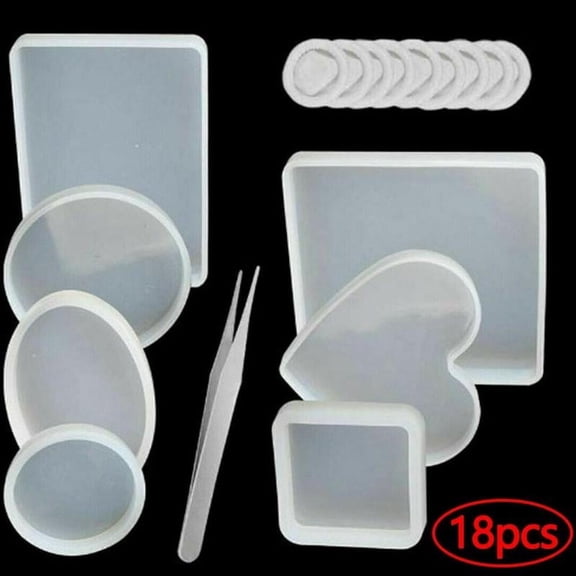 Pekkaxy Silicone Coaster Mold Set, 7 Molds for Easy Resin Casting, Create Custom Drink Coasters at Home