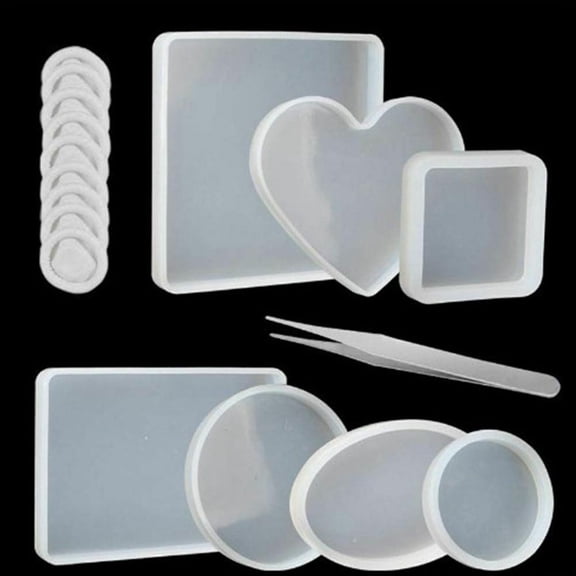 Silicone Coaster Mold Set, 7 Molds for Easy Resin Casting, Create Custom Drink Coasters at Home