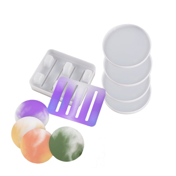 Silicone Coaster Mold Set Coaster Holder Moulds Resin Casting Molds Silicone Cup Pad Molds for Crafting and Home Decor