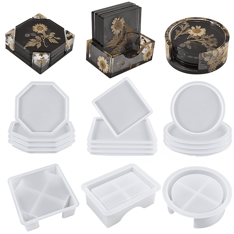 Silicone Coaster Molds for Epoxy Resin Set Silicone Molds for Crafts Beginners