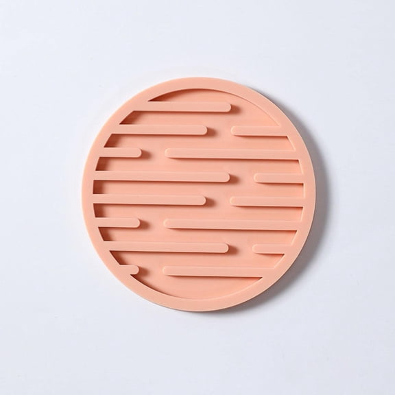 Silicone Coaster Pads, Round-Shaped, Thickened, Water-draining, Heat-Insulating and Anti-Slip (Nordic Pink)