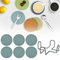 thumbnail image 1 of Silicone Coasters Set of 6 with Holder,Coasters for Drinks,Coffee Coasters,Suitable for Kinds Cups,Hot or Cold,Anti-SLI,Non-Stick,Anti-Overflow Tabletop Protection and Decor(6 Pcs,Blue), 1 of 9
