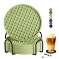 thumbnail image 1 of Silicone Coasters Set of 6 with Holder,Square,Blue,Dishwasher Safe,Non-Slip,Heat Resistant, 1 of 6
