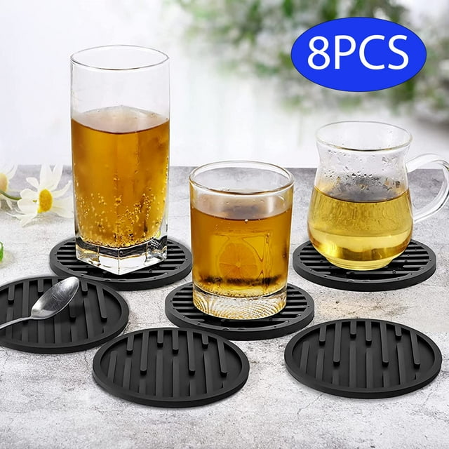 Silicone Coasters Set of 8 Durable Table Coasters, Anti Slip