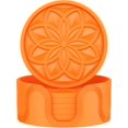 thumbnail image 1 of Silicone Coasters Set with Holder - 6 Pack Drink Coasters for Coffee Table, Bar Tabletop Protection - Orange, 1 of 13