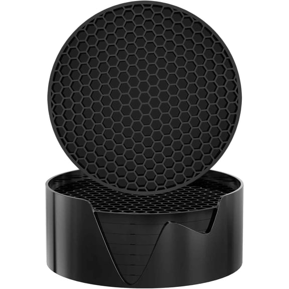 Silicone Coasters with Holders, for Hot or Cold Drinks, Non-Slip, Non-Stick