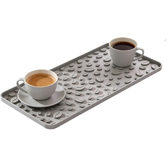 Silicone Coffee Mat, Non-Slip Heat-Resistant Draining Pad 16"x8" for Dish Drying