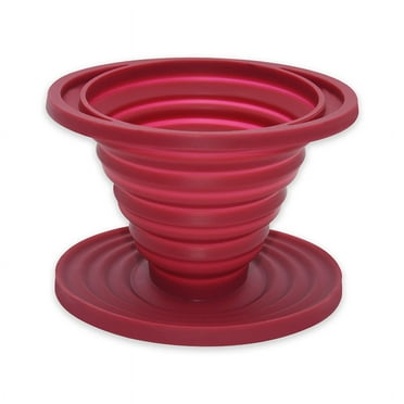 Silicone Coffee Dripper Filter Cone Collapsible Reusable Funnel Easy Manual Coffee Brew Maker Coffee Tool Kitchen Accessories (Red)