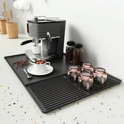 Silicone Coffee Mat, 24''x16'' Bar Mat with Detachable Dish Drying Mat - Fits Under Coffee Maker & Dish Rack