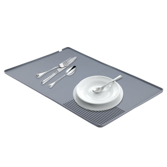 Silicone Coffee Mat, Bar Mat with Concave and Convex Design, Leak-Proof and Non-Slip, Silicone Mats for Kitchen Counter Gray 23.6*15.7 inch