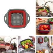 Silicone Colander Strainers Vegetable Basin, Pasta Vegetables and Fruits Kitchen Mesh Folding Silicone Colander Strainer Set Collapsible Colander Set 1pc