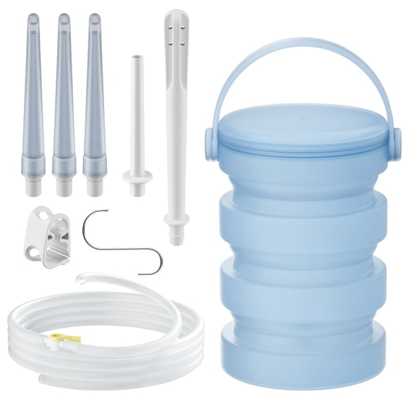 Silicone Collapsible Coffee Enema Bucket Kit for Colon Cleanse – 5.3ft Silicone Hose 5 Enema Tips 1.2L Enima Bucket at Home Water & Colon Detox Cleanse Kit