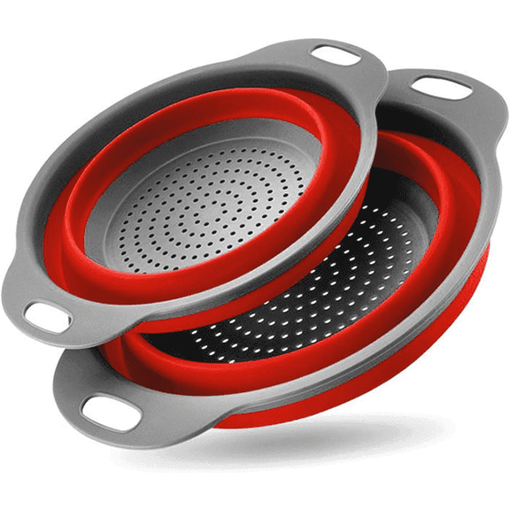 LAPTOM MAX Silicone Collapsible Kitchen Strainer Colander, Set of 2