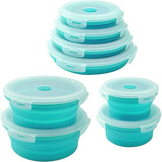 Set of 3 Silicone Collapsible Food Storage Containers with Lids, Happon  Prep/Storage Bowls Square Silicone Lunch Container Microwave, Dishwasher 