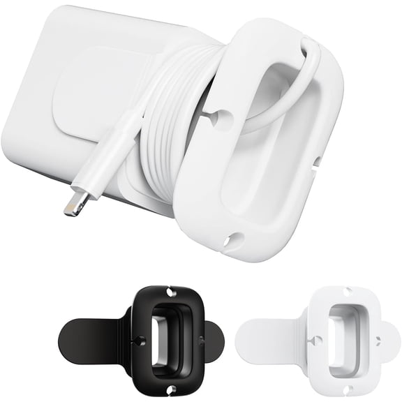 Silicone Collapsible Cord Wrap Foldable Charger Organizer Compatible with Phone Charger and Adapter, Wired Manager Holder Wrap Winder Cable Management Travel Essentials (Black&White)