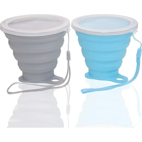 Silicone Collapsible Cups for Camping Travel, Small Portable Drinking Cup with Lids Reusable for Outdoor Hiking