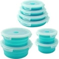 thumbnail image 1 of Silicone Collapsible Food Storage Containers-Prep/Storage Bowls with Lids – Set of 4 Round Silicone Lunch Containers – Microwave and Freezer Food Containers (Blue), 1 of 8