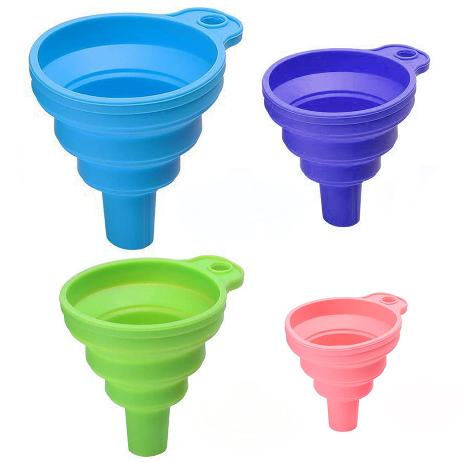 Silicone Collapsible Funnel Set of 4, Small and Large, Kitchen Gadgets ...