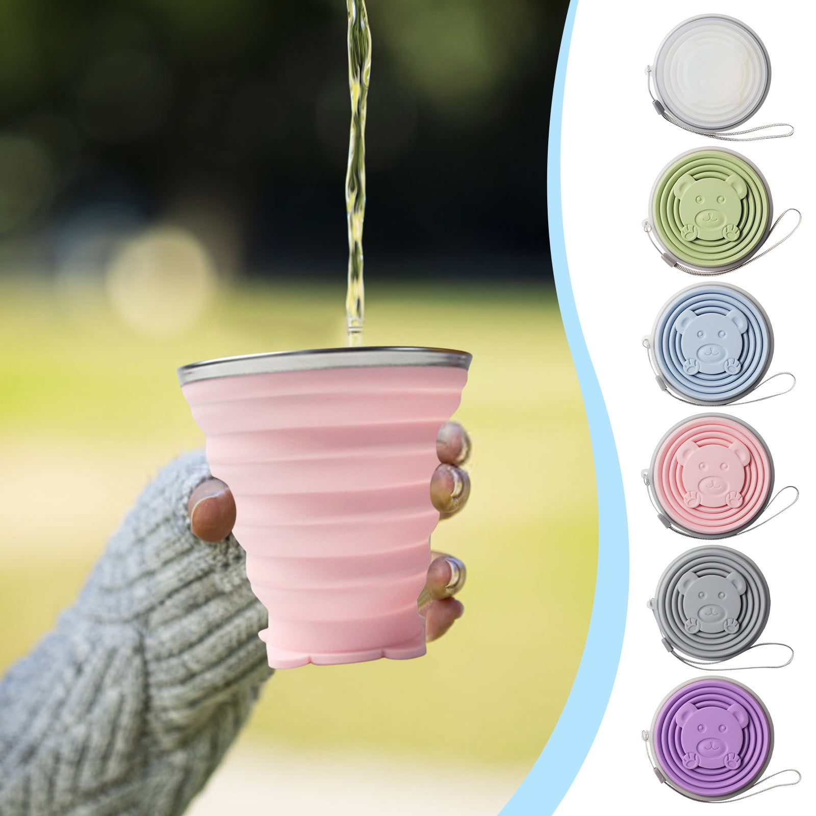 Collapsible Silicone Cup 4-Pack – Foldable Travel Mug With Lid, 170ml, For Camping, Hiking, Picnic