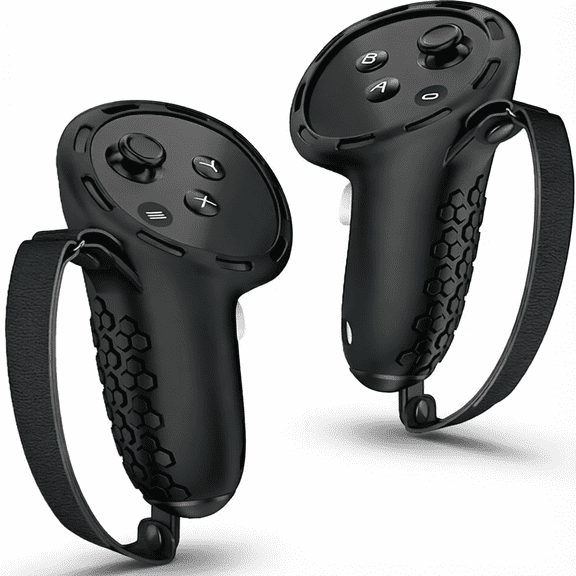 Silicone Controller Grips Cover Compatible with Meta Quest 3 Quest 3S Anti-Slip Textured VR Controller Protector with Adjustable Knuckle Straps VR Accessories