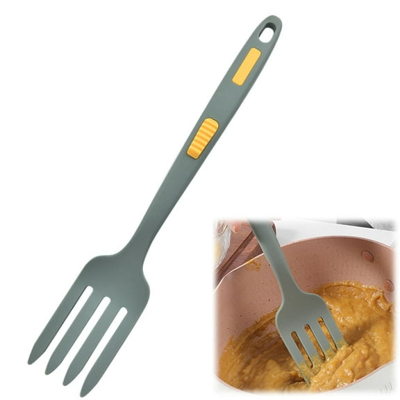 Silicone Cooking Fork - Flexible Heat Resistant Non-Stick Mixing & Whisking Utensil - Multifunctional Spork for Blending, Mashing, Flipping, Stirring - Safe for Nonstick Cookware & Egg Whisking