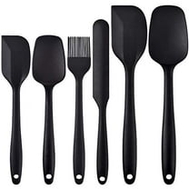 Silicone Cooking Spatula Set,6-Piece Set with One Piece Design,Nonstick Rubber Spatula Kitchen with Stainless Steel Core for Cooking,Baking,and Mixing - Black