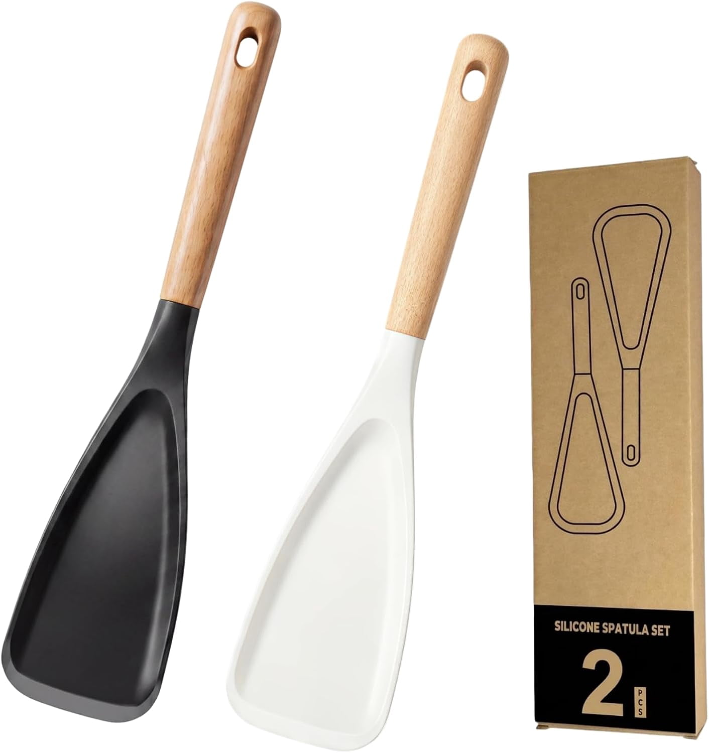Silicone Cooking Spoon, Heat Resistant 600°F Spoonula for Nonstick ...