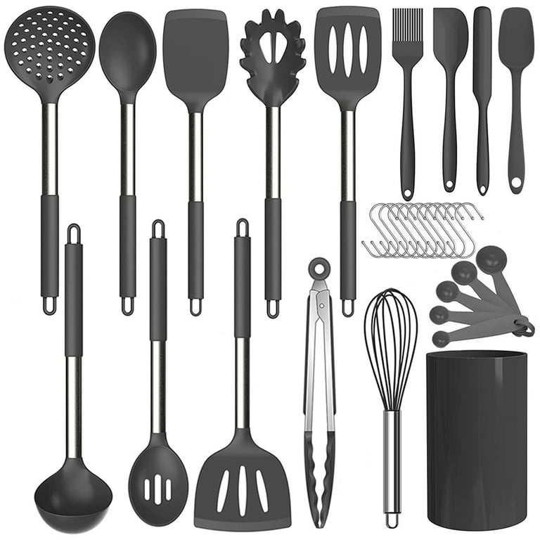 non-Stick Heat Resistant Cooking Utensils Set Silicone Rubber With Storage  Boxes