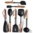 thumbnail image 1 of Silicone Cooking Utensil Set, 7Pcs Heat-Resistant Kitchen Utensils For Nonstick Cookware, Heat Resistant Nontoxic Silicone Spatula Set With Wood Handles Dishwasher Safe Kitchen Tools For Baking, 1 of 7
