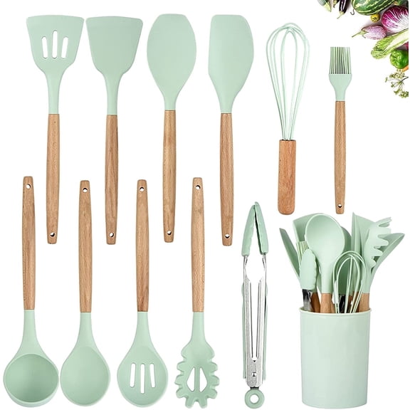 Silicone Cooking Utensil Set, Fungun Non-stick Kitchen Utensil 11 Pcs Cooking Utensils Set, Heat Resistant Cookware