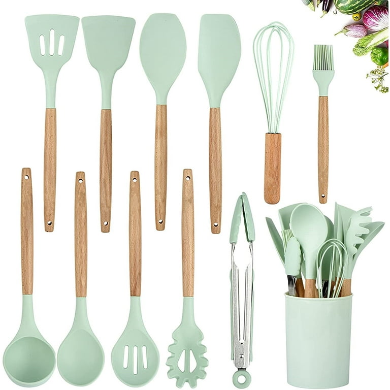 11PCS Cooking Utensil Set Silicone Kitchen Gadget Tools Heat