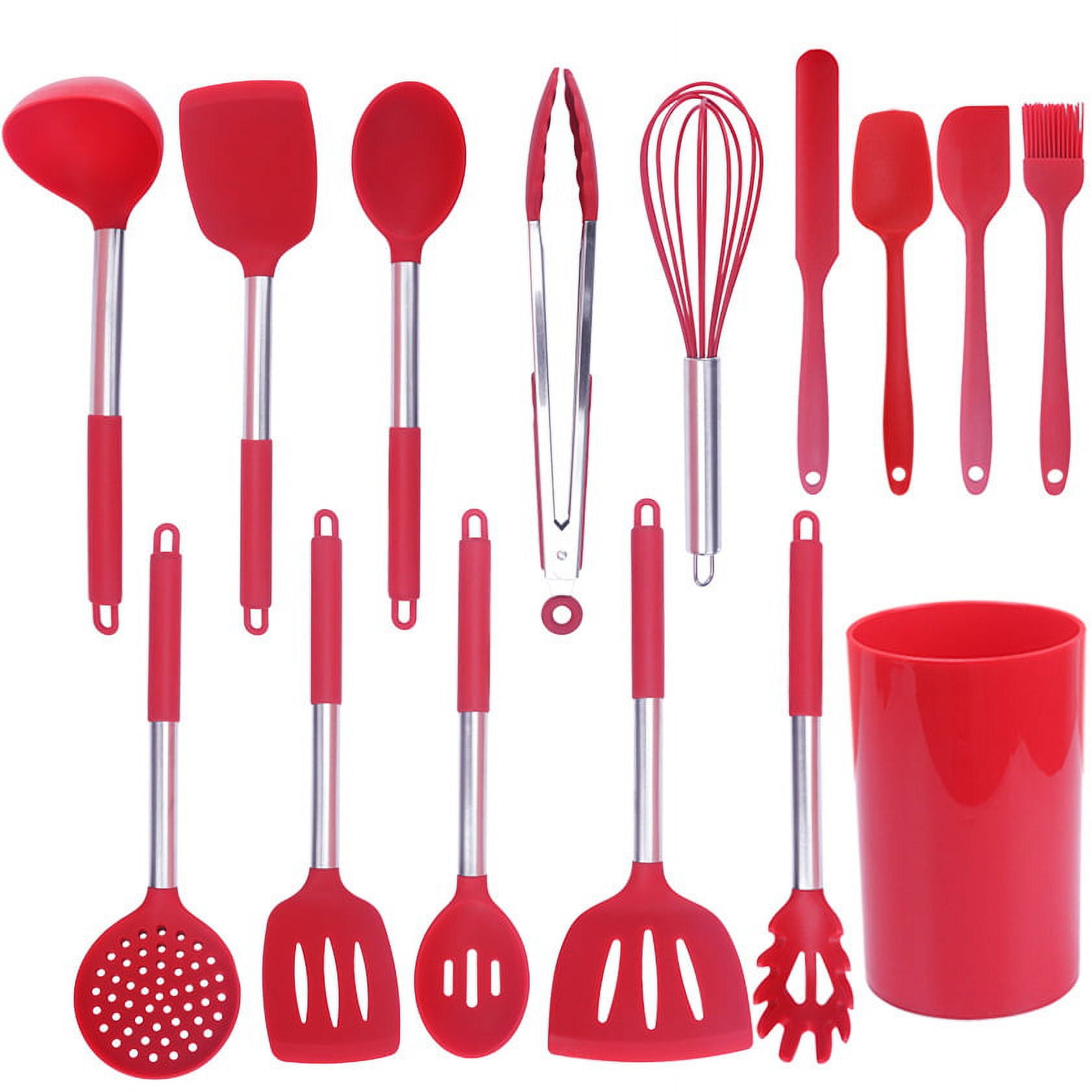 26 PCS Silicone Cooking Utensil Set,Stainless Steel Kitchen Utensils  Set,Non-Stick Heat Resistant,Red - Yahoo Shopping