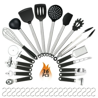 Kaluns Black Utensils Wood And Silicone Cooking Utensil Set (Set of 21)  HD-WSU21-B - The Home Depot