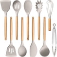 10-Piece Silicone Cooking Utensils Set with Wooden Handles, Heat ...