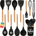 thumbnail image 1 of Axidou Silicone Cooking Utensils Set - 12 Pcs Silicone Kitchen Utensils for Non-Stick Cookware, 446°F Heat Resistant, BPA Free Kitchen Gadgets Tools with Holder, Dishwasher Safe (Black), 1 of 8