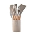 thumbnail image 1 of Silicone Cooking Utensils Set - 14 Piece Silicone Kitchen Utensils for Cooking Wooden Handles, 446°F Heat Resistant Kitchen Utensil Spatula Sets w Holder, Gadgets for Non-Stick Cookware BPA FREE, 1 of 6