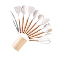 thumbnail image 1 of Silicone Cooking Utensils Set - 14 Piece Silicone Kitchen Utensils for Cooking Wooden Handles, 446°F Heat Resistant Kitchen Utensil Spatula Sets w Holder, Gadgets for Non-Stick Cookware BPA FREE, 1 of 7