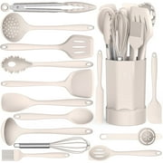 Silicone Cooking Utensils Set - 446 F Heat Resistant Kitchen Utensils,Turner Tongs,Spatula,Spoon,Brush,Whisk.Kitchen utensil Gadgets Tools Set for Nonstick Cookware,Dishwasher Safe BPA Free
