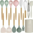 thumbnail image 1 of Silicone Cooking Utensils Set - 446°F Heat Resistant Silicone Kitchen Utensils for Cooking,Kitchen Utensil Spatula Set w Wooden Handles and Holder, BPA FREE Gadgets for Non-Stick Cookware (Colorful), 1 of 8