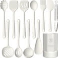 thumbnail image 1 of Silicone Kitchen Utensils Set, 600°F Heat Resistant Silicone Cooking Utensils, Spatula, Spoon, Whisk, Tongs, Kitchen Gadgets Tools Sets for Nonstick Cookware, Dishwasher Safe BPA Free (Cream White), 1 of 12