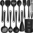 thumbnail image 1 of Silicone Kitchen Utensils Set, 600°F Heat Resistant Silicone Cooking Utensils, Spatula, Spoon, Whisk, Tongs, Kitchen Gadgets Tools Sets for Nonstick Cookware, Dishwasher Safe BPA Free (Black), 1 of 18