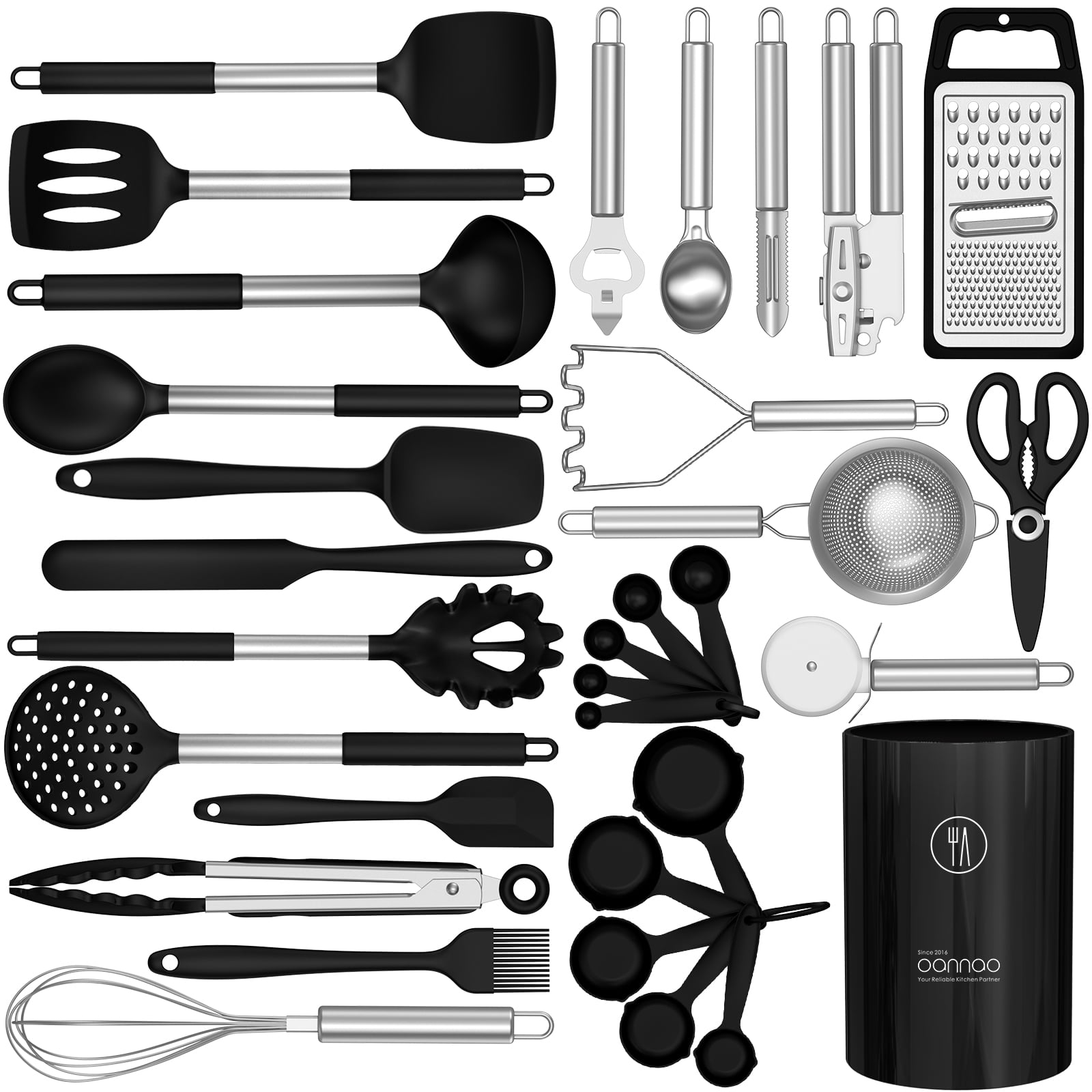 Silicone Cooking Utensils Set - Heat Resistant Silicone Kitchen Utensils for Cooking, Kitchen Utensil Spatula Set,BPA FREE Kitchen Gadgets Tools for Non-Stick Cookware Dishwasher Safe (Black) - Walmart.com
