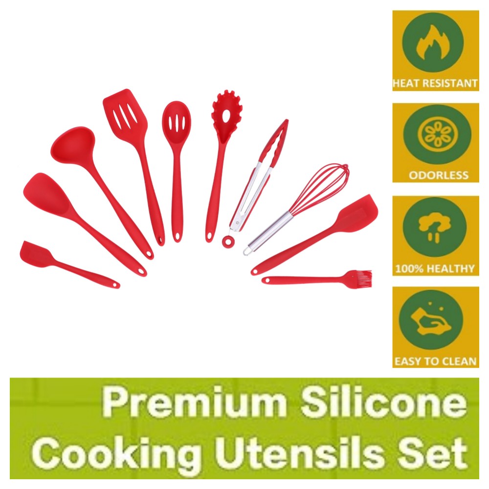 Silicone Cooking Utensils Sets 10 Pieces Heat Resistant Kitchen