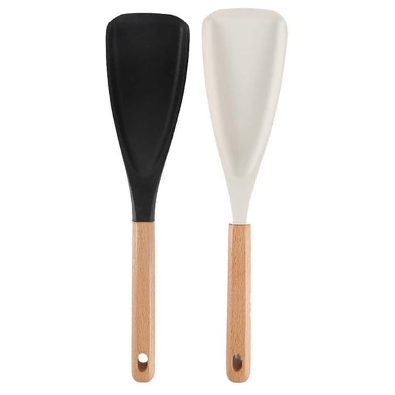 Silicone Cooking Utensils,Spatula Spoon,2pcs Multifunction Spatula Spoon for Nonstick Cookwares, Great for Cooking and Serving, Sturdy BPA-Free Matte Silicone, Wood Handle Spatula(2pcs/Set)