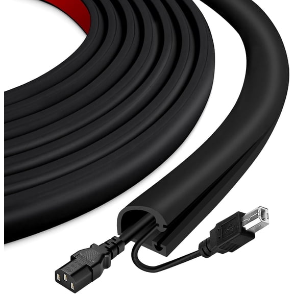 Silicone Cord Covers Wall Self-Adhesive Cord Covers for Wires on Wall Wire Hider Flexible Cable Hider with Side-Opening for Home Office TV Cable Management (0.31" W x 0.31" H x 39" L, Black)