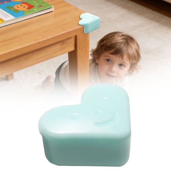 Silicone Corner Protectors Soft Cushioned Edge Guards Impact Resistant Furniture Corner Covers for Table Desk Cabinet Safety Protection Home Use,1PC,Cyan