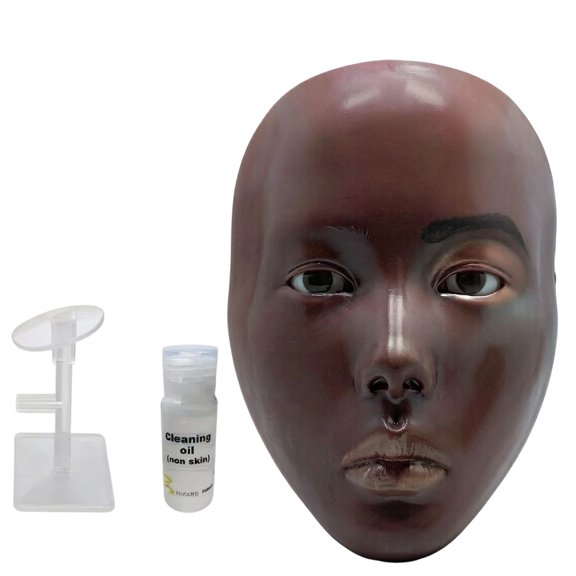 Silicone Cosmetology Practice Face Model, Reusable Full Face Head for Makeup Lessons Beauty School and Display Use